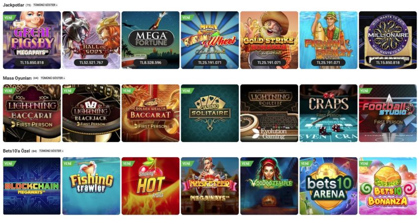 Bets10 casino slot oyunları